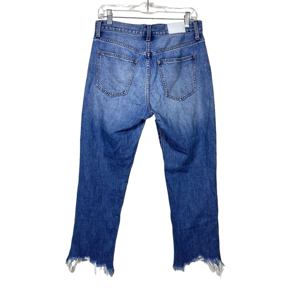 Pistola Women Charlie High Rise Straight Jeans 28 Raw Hem Button‎ Fly Blue Denim - Picture 2 of 10